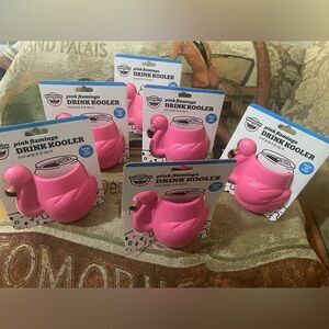 Lot of 6 PINK FLAMINGO Can Kooler Coolers Pool Parties Tailgating NEW